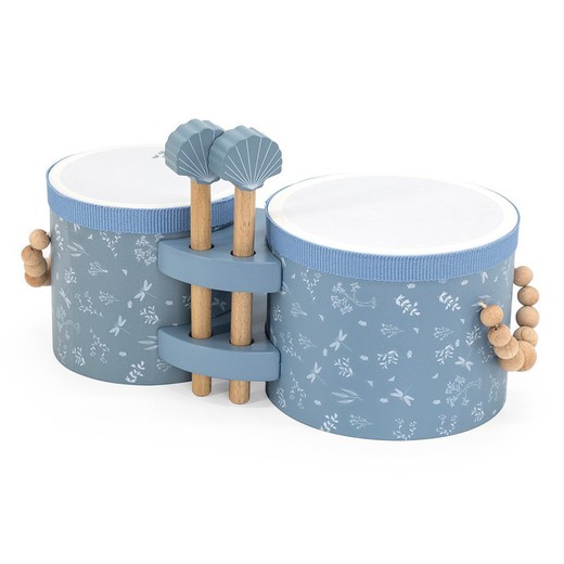 Bongos de madera Label Label azul