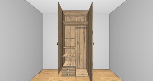 Armario Ros 1 puerta larga, 1 puerta pequeña y 2 cajones izquierda