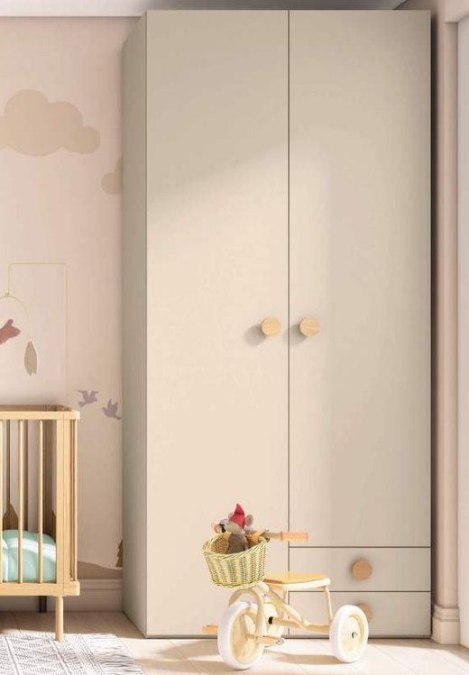 Armario Ros 1 puerta larga, 1 puerta pequeña y 2 cajones derecha