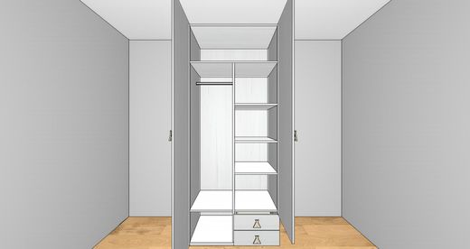 Armario Ros 1 puerta larga, 1 puerta pequeña y 2 cajones derecha