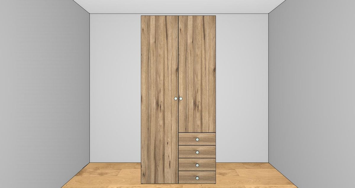 Armario Ros 1 puerta larga, 1 puerta pequeña y 4 cajones derecha 107,8 cm / 221,10 cm