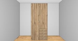 Armario Ros 1 puerta larga, 1 puerta pequeña y 4 cajones derecha