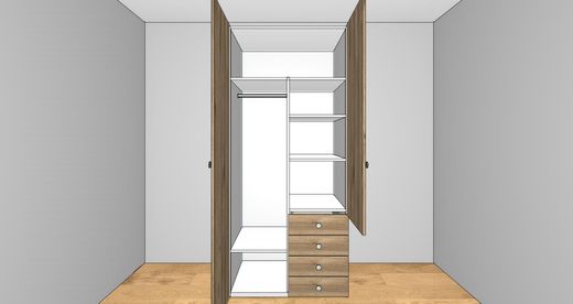 Armario Ros 1 puerta larga, 1 puerta pequeña y 4 cajones derecha