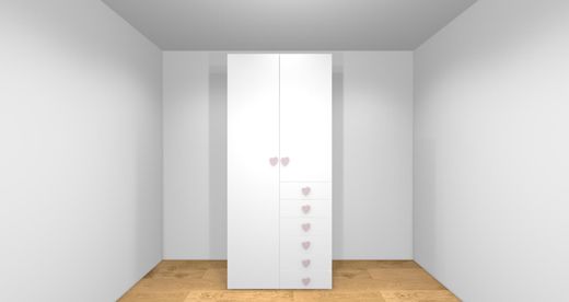 Armario Ros 1 puerta larga, 1 puerta pequeña y 6 cajones derecha