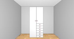 Armario Ros 1 puerta larga, 1 puerta pequeña y 6 cajones derecha