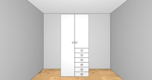 Armario Ros 1 puerta larga, 1 puerta pequeña y 6 cajones derecha