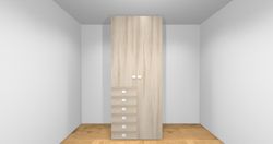 Armario Ros 1 puerta larga, 1 puerta pequeña y 6 cajones izquierda