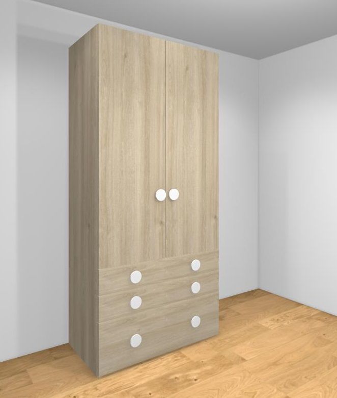 Armario Ros 2 puertas, 2 cajones y 1 contenedor 78,40 cm / 221,10 cm