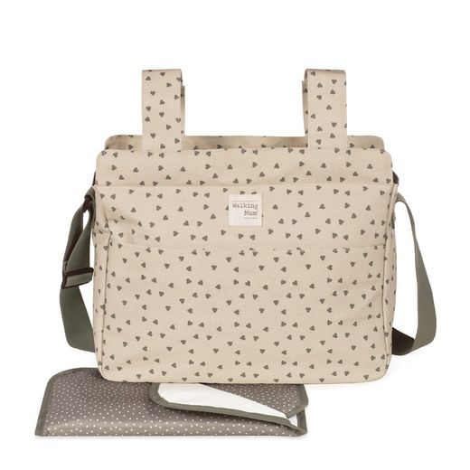 Bolsa canastilla Walking Mum Corazones Poppy Musgo