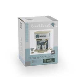Cafetera de madera Label Label azul