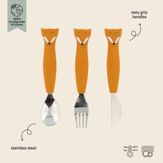 Cubiertos de 3 piezas en silicona Fox