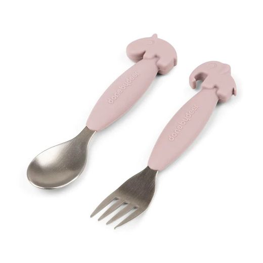 Cubiertos Donebydeer Friends Easy-grip rosa
