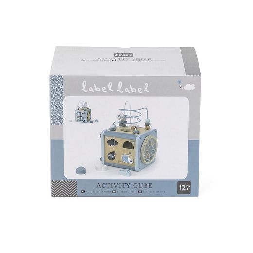 Cubo de actividades Label Label azul