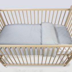 Edredon + bajera + almohada 120x60 Walking Mum Praliné rayas/vichy Matcha