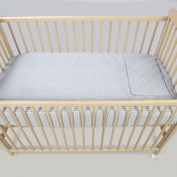 Edredon + bajera + almohada 120x60 Walking Mum Praliné rayas/vichy Matcha