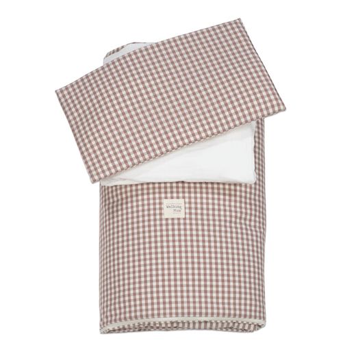 Edredon + bajera + almohada 120x60 Walking Mum Praliné rayas/vichy Moka