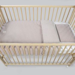 Edredon + bajera + almohada 120x60 Walking Mum Praliné rayas/vichy Moka
