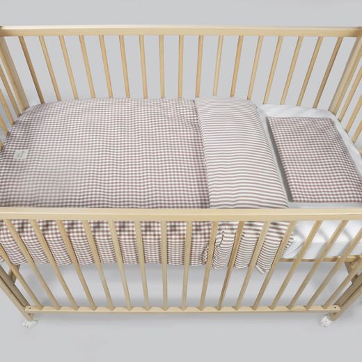 Edredon + bajera + almohada 120x60 Walking Mum Praliné rayas/vichy Moka