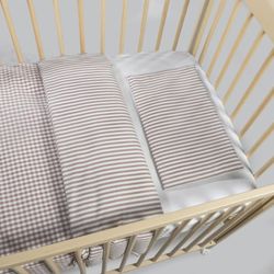 Edredon + bajera + almohada 120x60 Walking Mum Praliné rayas/vichy Moka