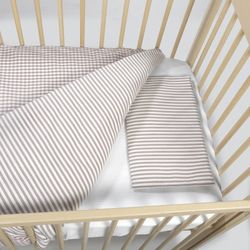 Edredon + bajera + almohada 120x60 Walking Mum Praliné rayas/vichy Moka
