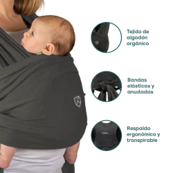 Fular portabebés Koala Cuddle Band 2 Cotton Dark Grey