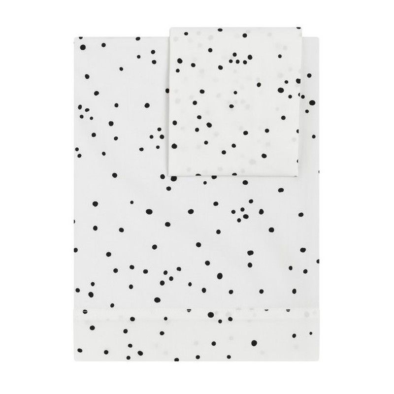 Juego de sábanas cuna Petit Praia SPOTS NEGRO