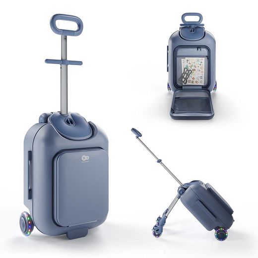 Maleta infantil 2 en 1 con asiento Kinderkraft CABBY Azul