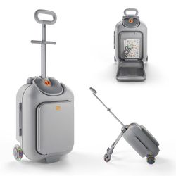 Maleta infantil 2 en 1 con asiento Kinderkraft CABBY Gris