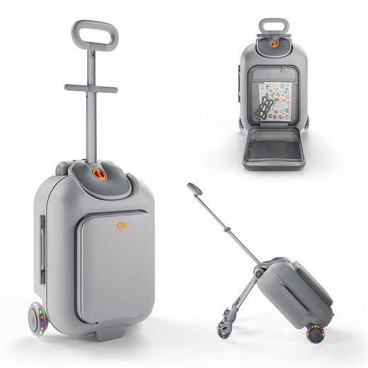 Maleta infantil 2 en 1 con asiento Kinderkraft CABBY Gris