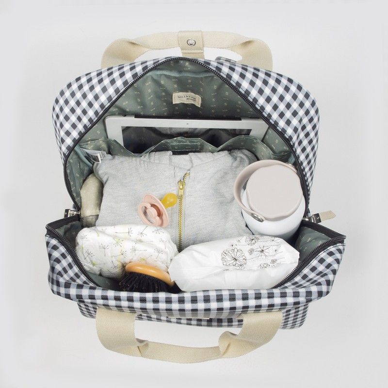 Mochila Walking Mum I Love vichy negro — Castellvell - Puericultura