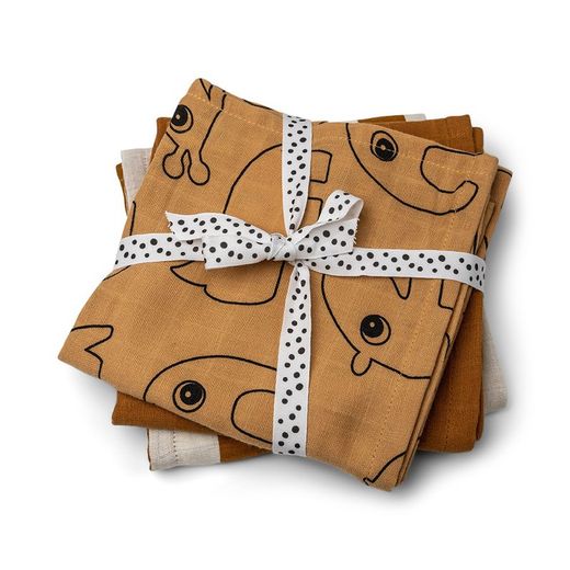 Pack de 3 muselinas DonebyDeer Friends mostaza