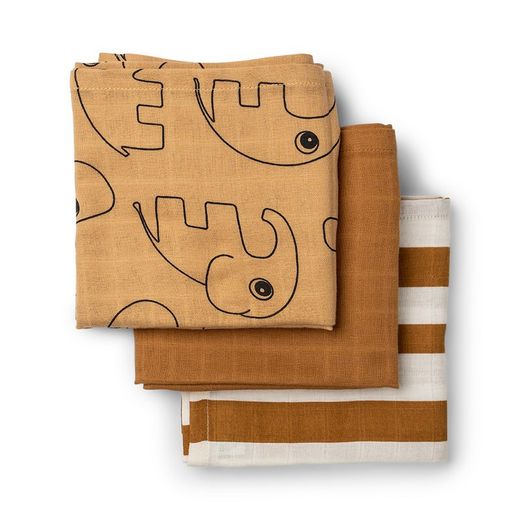 Pack de 3 muselinas DonebyDeer Friends mostaza