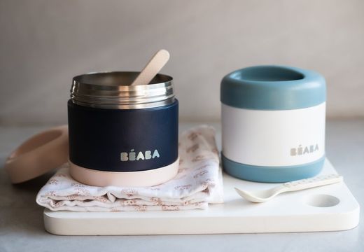 Termo Porción Beaba 500ml blanco/azul